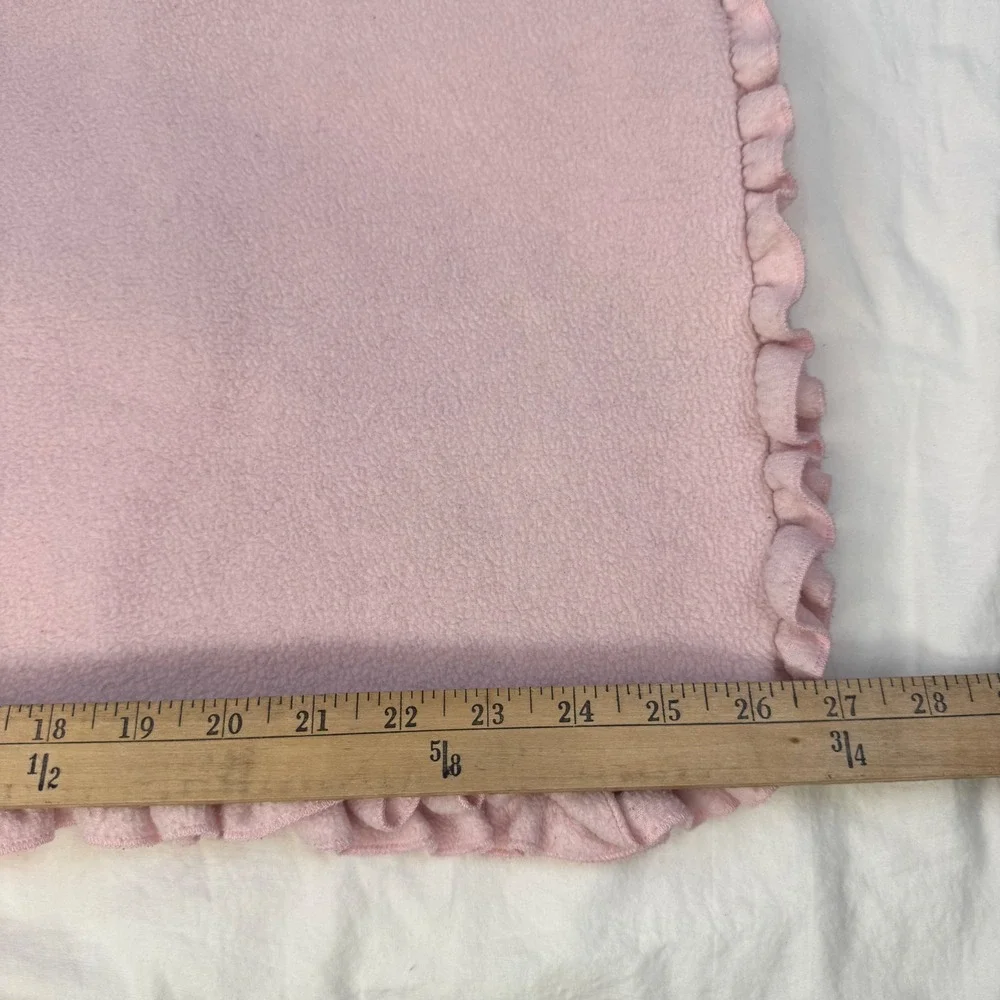 Disney Classic Pooh Pink Fleece Baby Blanket Ruffle Trim Embroidered 90s Vintage